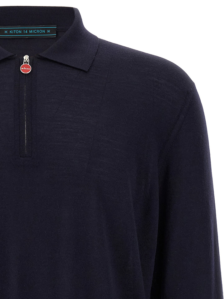 Kiton Knitted  Shirt Polo - Blu | da4750ae1a41a44682d3fa9f4ccefb51037334e5