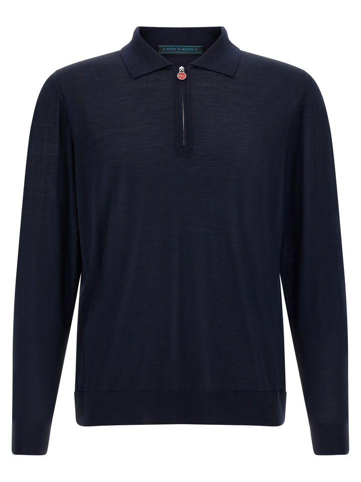 Kiton Wool  Shirt 14 Microns Polo - Blu | 142c8a148d9a371430ac39eaced6d84824005da4