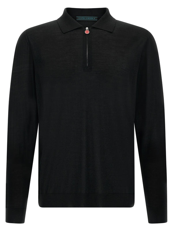 Wool Shirt 14 Microns Polo Nero