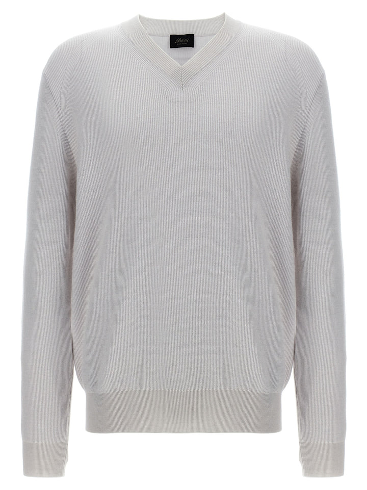 Brioni V-Neck Sweater Maglioni - Bianco | 6b6b54339992e2a9707f928772a5b0d612e731fe