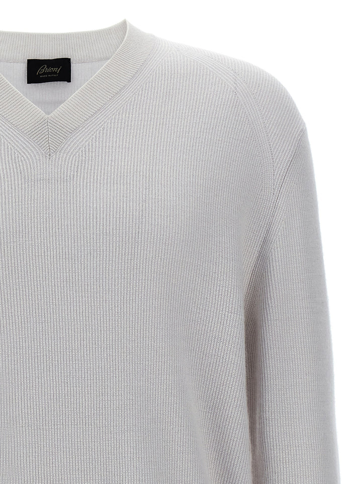 Brioni V-Neck Sweater Maglioni - Bianco | 23c7a83d5e05c637026ebe679f8a6369513efba2