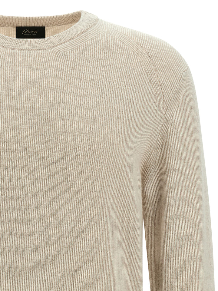 Brioni Ribbed Sweater Maglioni - Beige | 02577cc6facabdbc147aca7bcdffca2ad0bd7e07