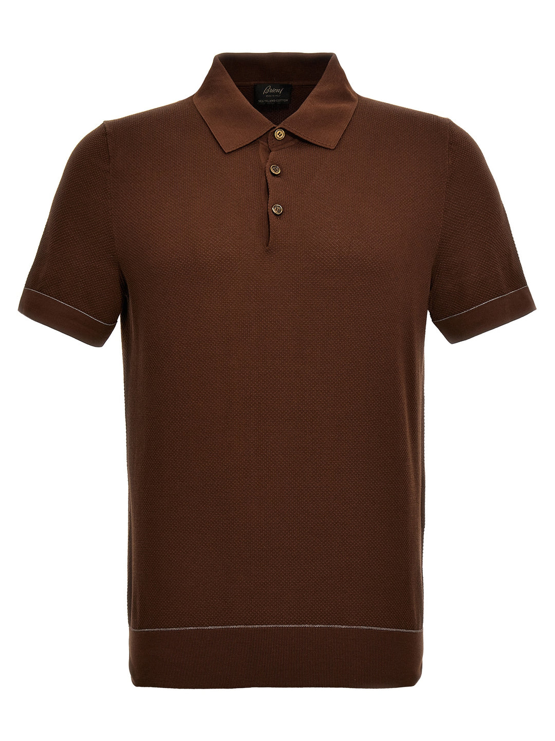 Textured  Shirt Polo Marrone