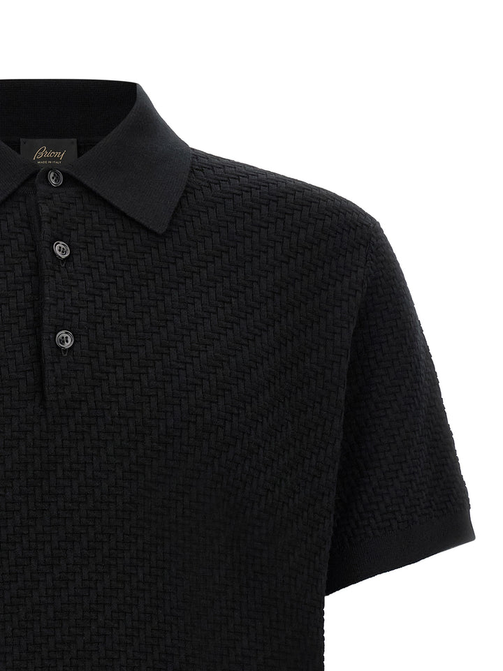 Brioni Trama Polo - Nero | 8f3bb383e3e1ce2e5ade75fe924e3148777f193e