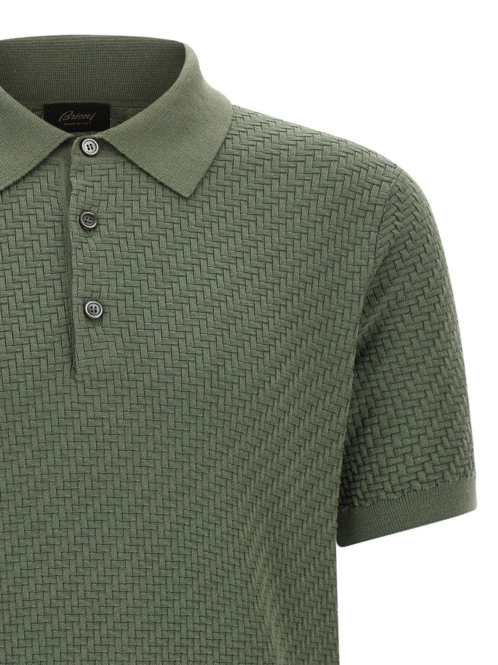 Brioni Weaving  Plot Polo - Verde | d4551ad226b73b39d48331fddcb2420083ffa2ed