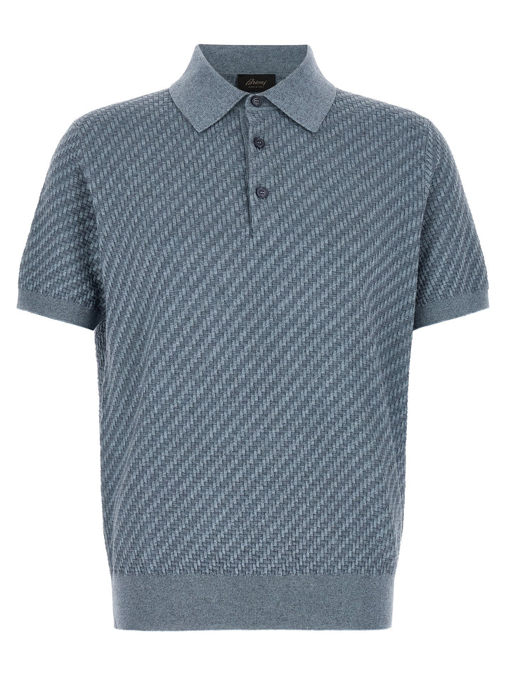 Brioni Trama Polo - Blu | e34b75e2d0c59d84b13b8be0bdb0b89f755a72b0