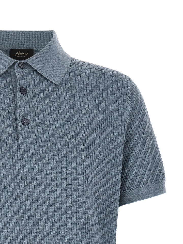 Brioni Trama Polo - Blu | df15dc4193bffc174f02d5c2732fd680a451828f