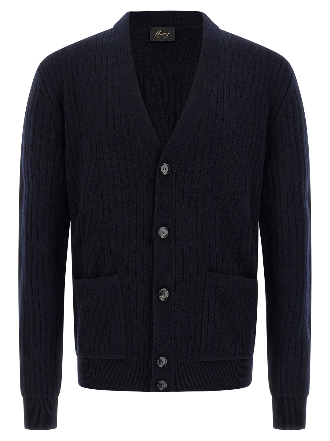 Brioni Ribbed And Braid Cardigan Maglioni - Blu | 2d8d8d288ccde24fb5a620aa7f14ad9c07946a6f
