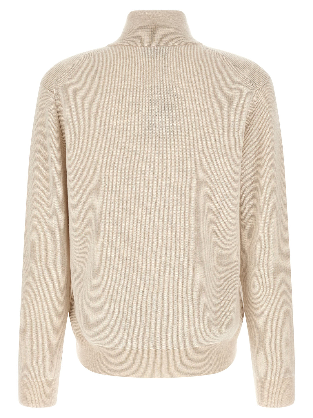 Brioni High Neck Sweater With Zip Felpe - Beige | ae477429b5ab11cd66094e01619be58f221a7530