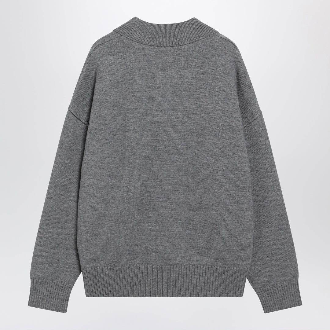 Ami Paris Grauer Ami De Coeur Polo-Pullover aus Wolle