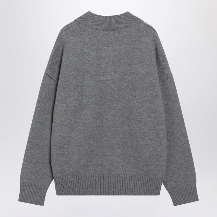 Ami Paris Grauer Ami De Coeur Polo-Pullover aus Wolle