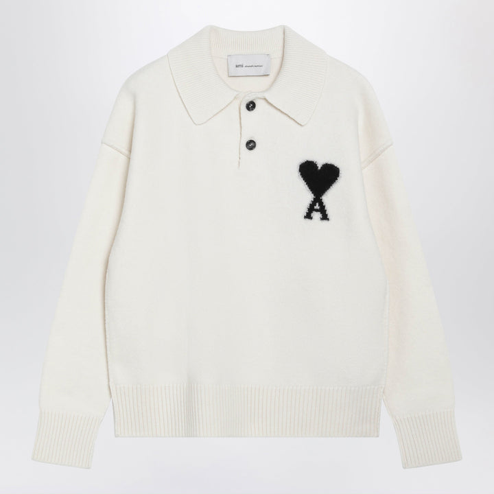 Ami Paris Suéter Polo de Lana Ami De Coeur Blanco