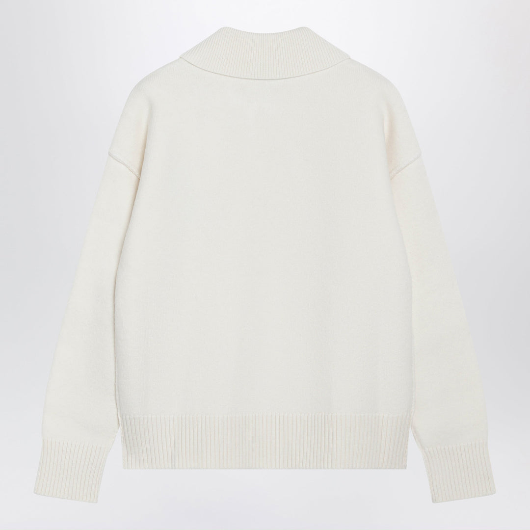 Ami Paris Suéter Polo de Lana Ami De Coeur Blanco