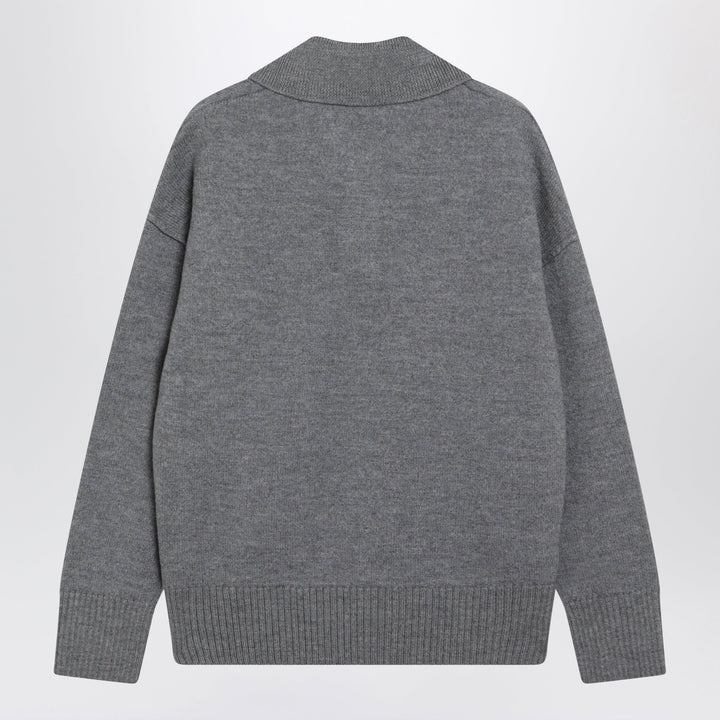 Ami Paris Graues Ami De Coeur Polo-Pullover aus Wolle
