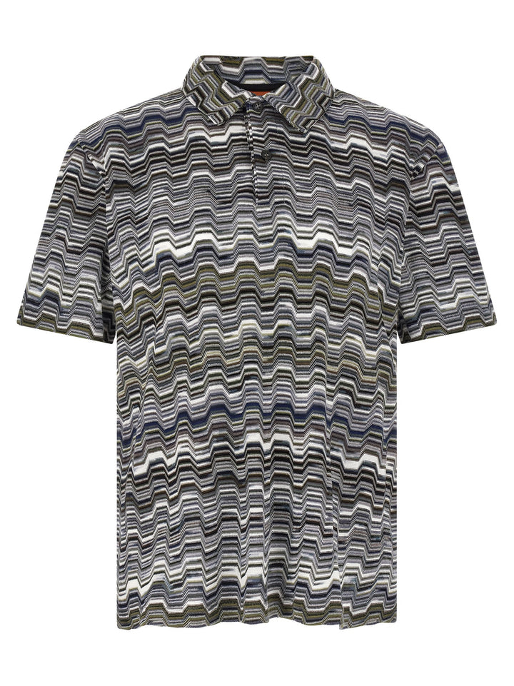Missoni Irregular Zigzag  Shirt Polo - Verde | 43c3bbf215be1445b138c6aed3cc6ce90504fea0