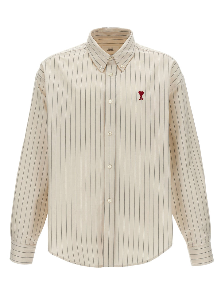 Logo Embroidery Striped Shirt Camicie Bianco/Nero