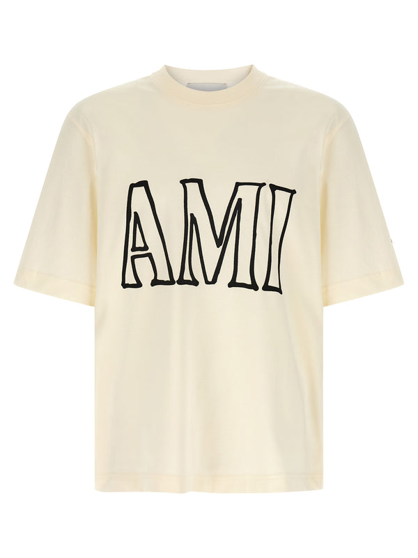Logo Print T Shirt Beige