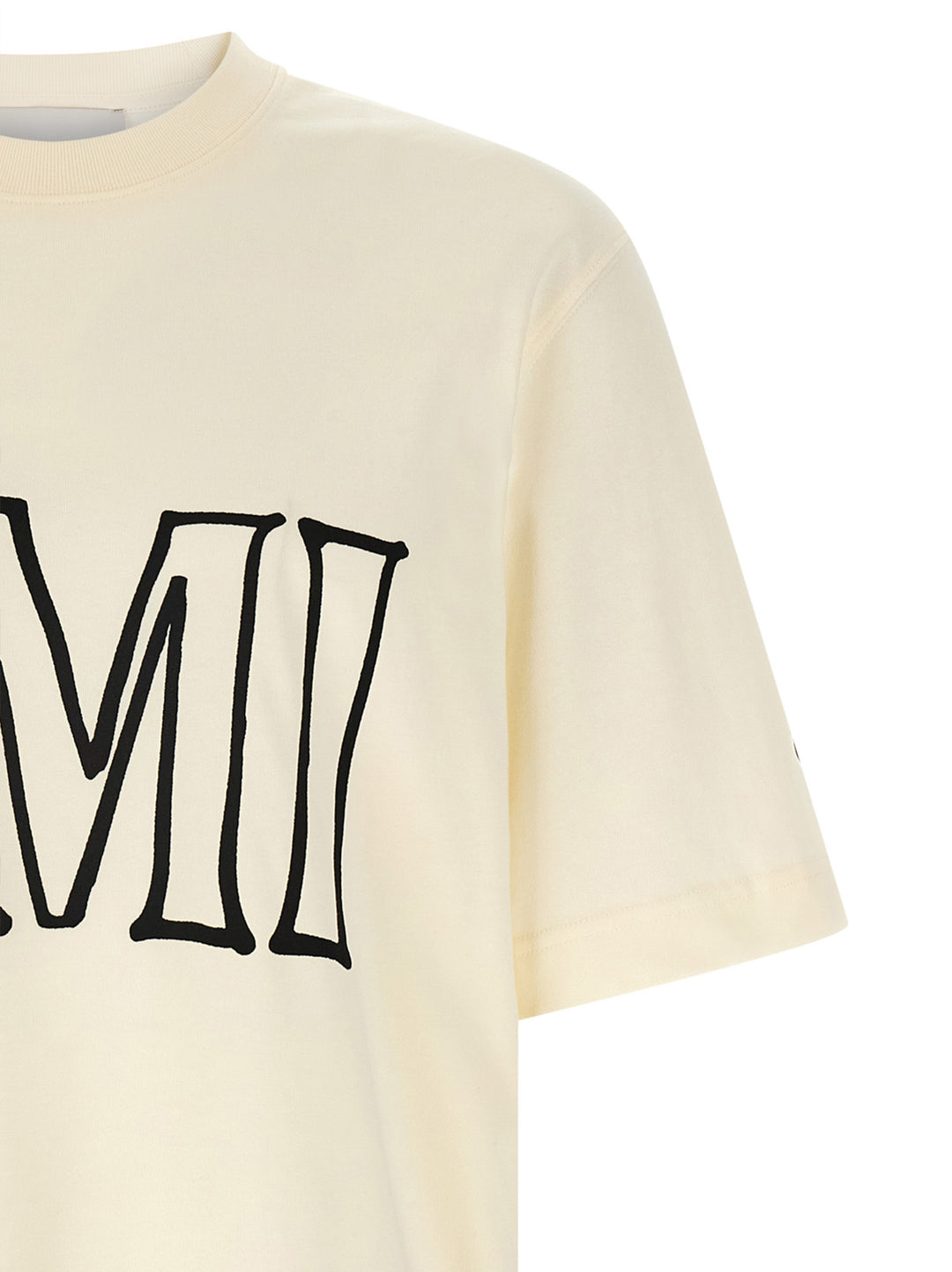 Ami Paris Logo Print T shirt - Beige | 55520238292323b9029254577d8f9e96e862cac0