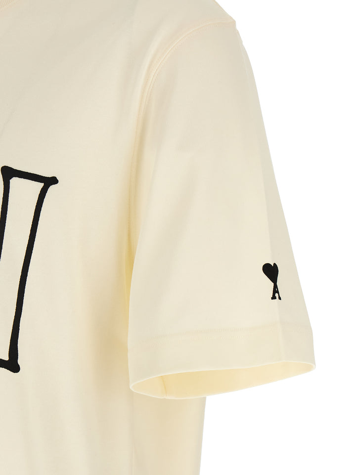 Ami Paris Logo Print T shirt - Beige | 751f508b95cceb79cf783551954a21ee60fbc07b