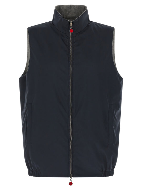 Double Face Nylon Vest Gilet Blu