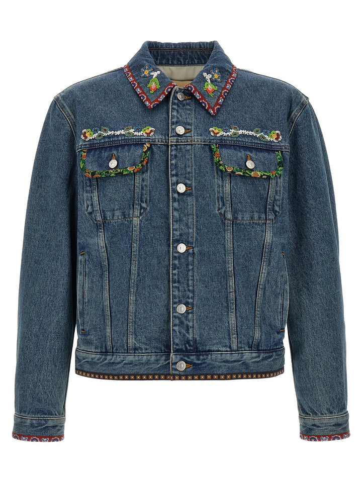 Valentino Garavani Valentino Garavani Denim Jacket Puffer Jackets - Blu | 927c3aba9b9f35af33d00196c96c2670a8600396