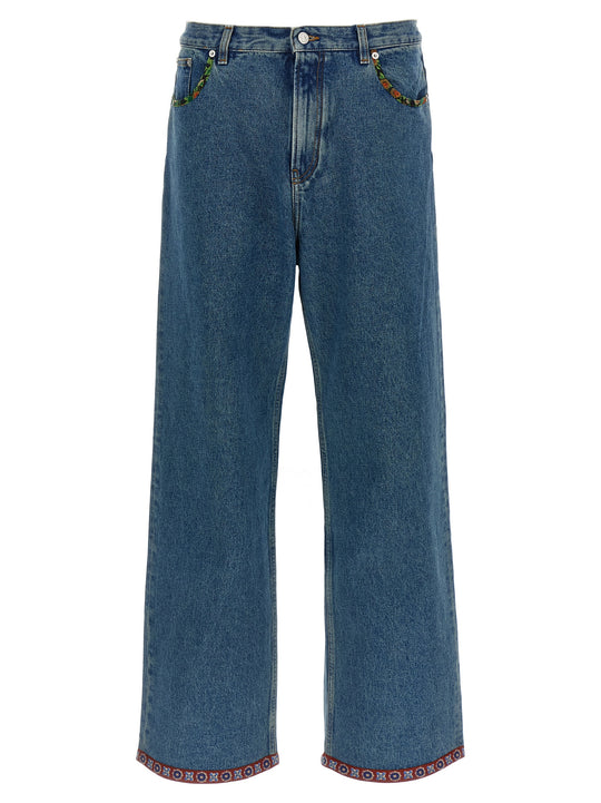 Valentino Garavani Floral Insert Jeans Blu