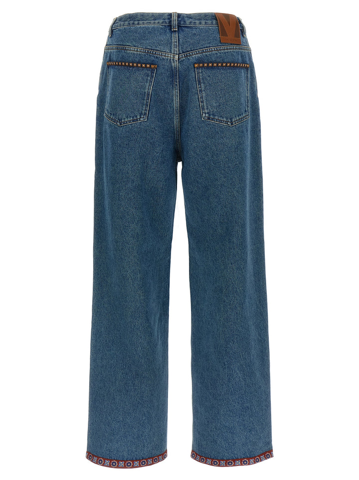 Valentino Garavani Valentino Garavani Floral Insert Jeans - Blu | c2d9d42ad95f7c2bf88e084f36107c8b13593857