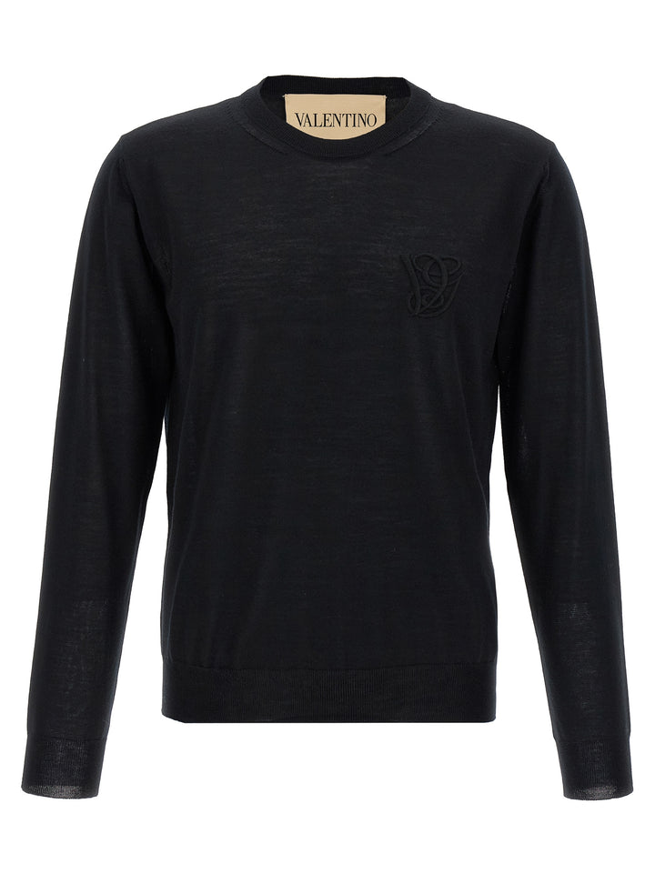Valentino Garavani Valentino Garavani Logo Embroidery Sweater Maglioni - Nero | 00eb4346cf211df45193f45c4fec27d9830c74e9