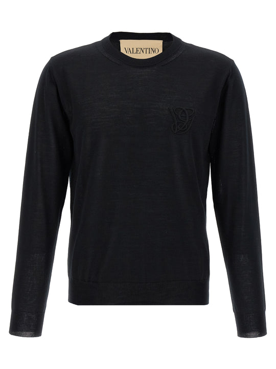Valentino Garavani Logo Embroidery Sweater Maglioni Nero