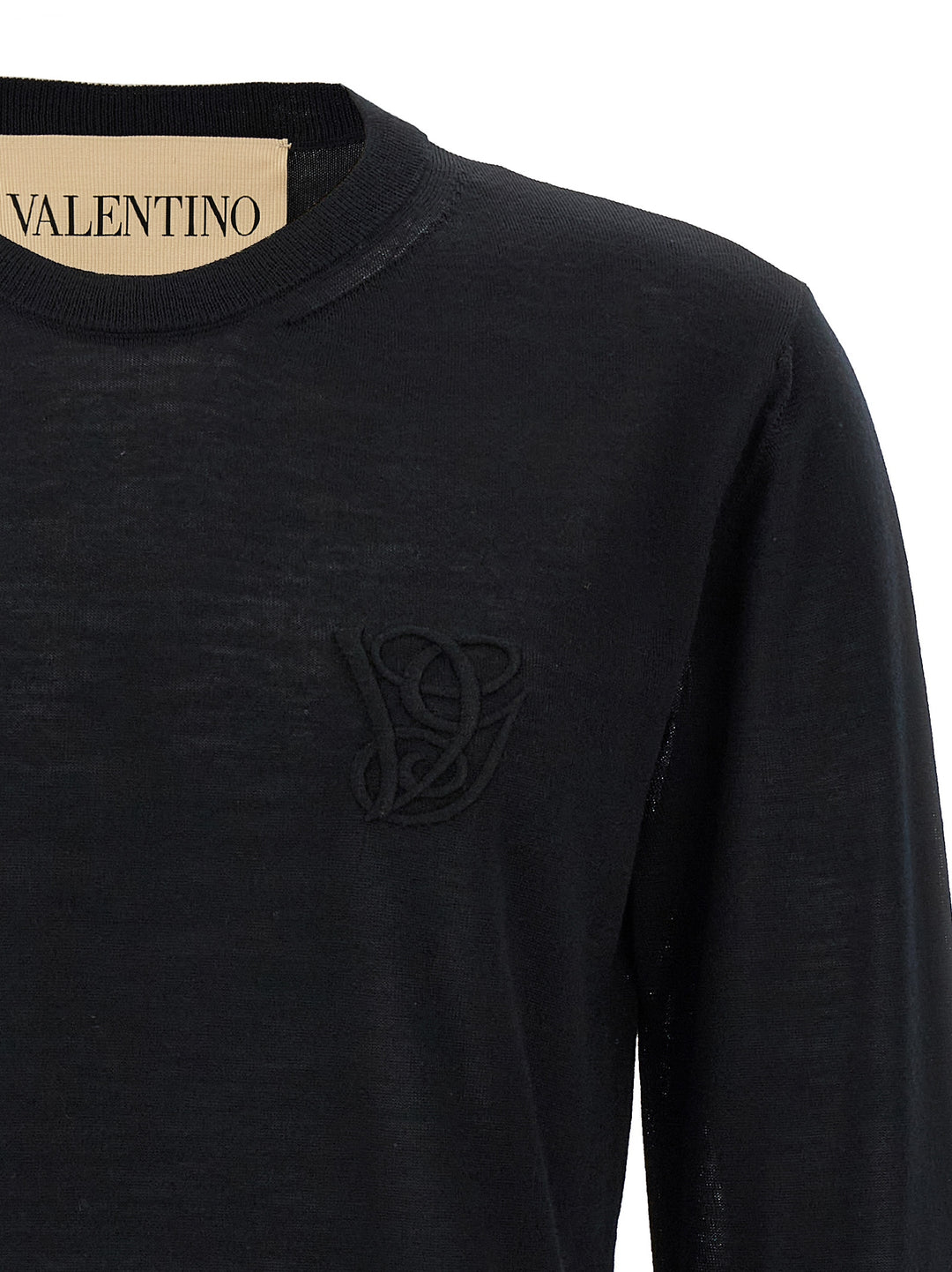 Valentino Garavani Valentino Garavani Logo Embroidery Sweater Maglioni - Nero | c0a53b7adc1de2ec95262bff59120d6c422fa477