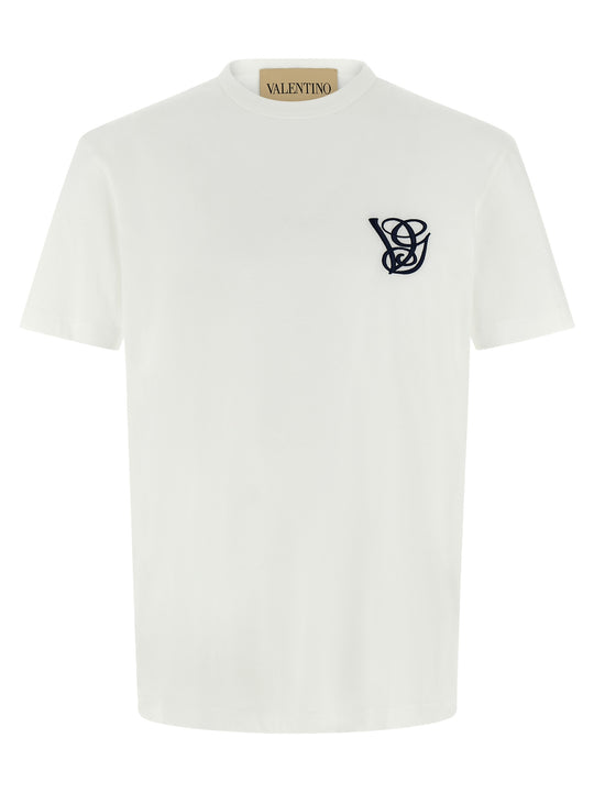 Valentino Garavani Logo Embroidery T Shirt Bianco