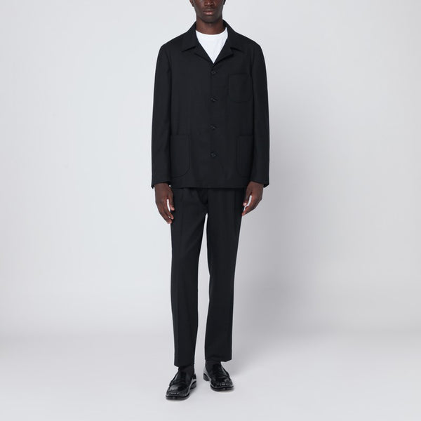 Black Single-Breasted Suit In Wool Blend