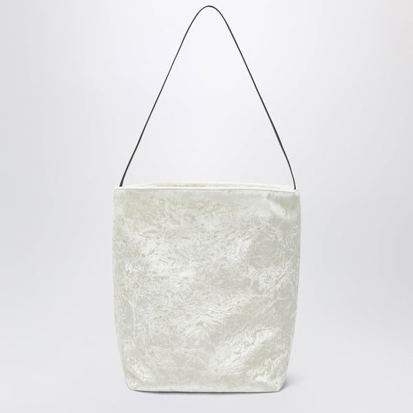 Bucket Tote Bag En Velours Blanc