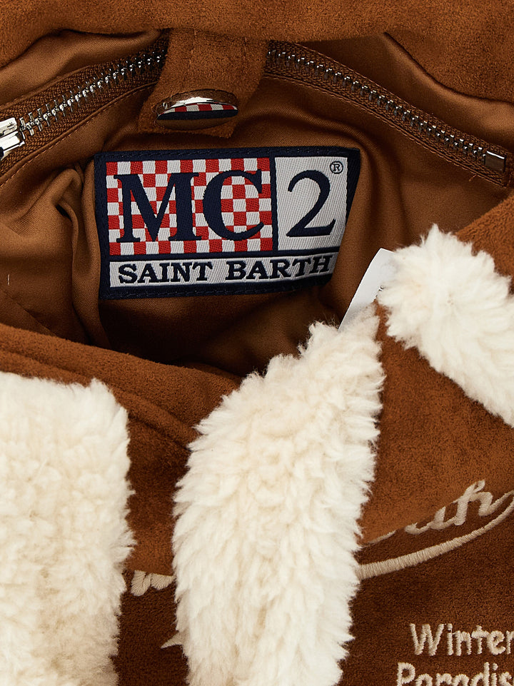 Mc2 Saint Barth Vanity Mini Shearling Borse a Mano - Marrone | d2ece783a8e7370b209b272673fc1d4c13c3e179