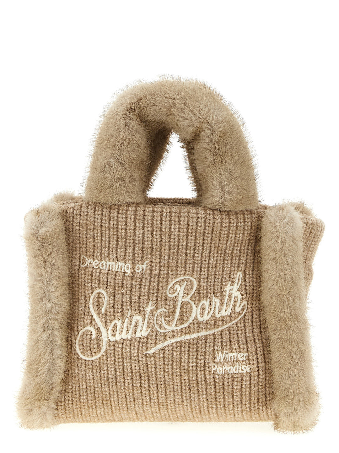 Mc2 Saint Barth Vanity Mini Shearling Rib Borse a Mano - Beige | 9784d2bae23463ee041ae339dc89c35039dc7b54