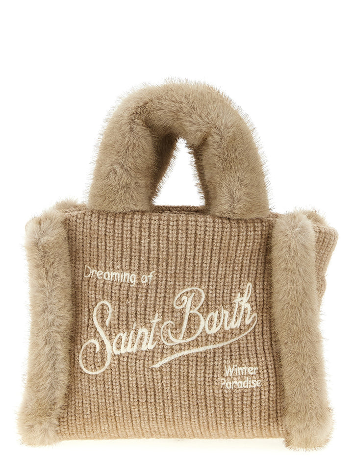 Mc2 Saint Barth Vanity Mini Shearling Rib Borse a Mano - Beige | 9784d2bae23463ee041ae339dc89c35039dc7b54