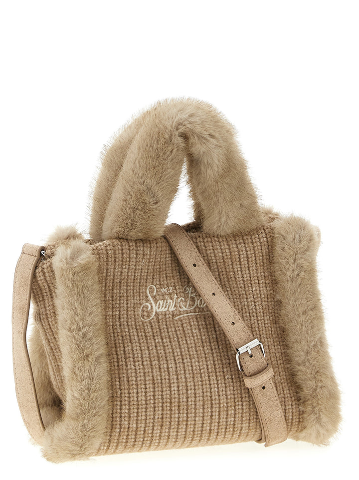 Mc2 Saint Barth Vanity Mini Shearling Rib Borse a Mano - Beige | af5a9757a7b451b324df4f4d0fa5fc5016a73d94