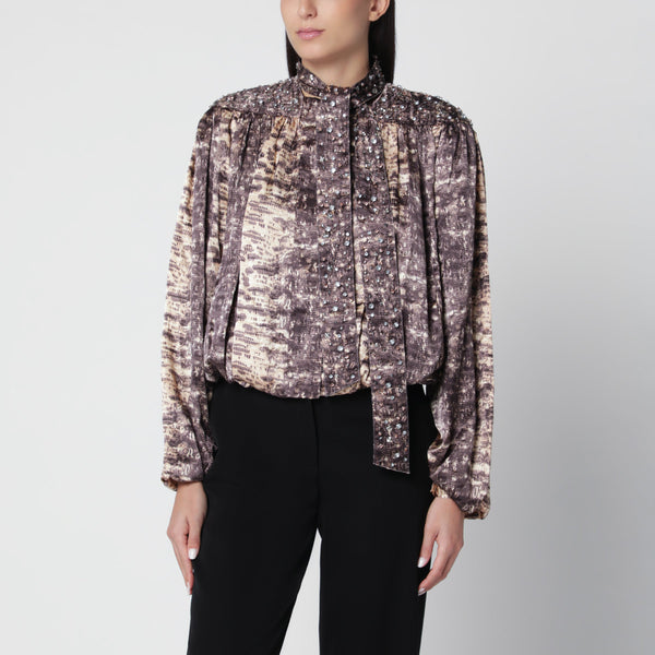 Beige Laraya Blouse In Silk With Python Print