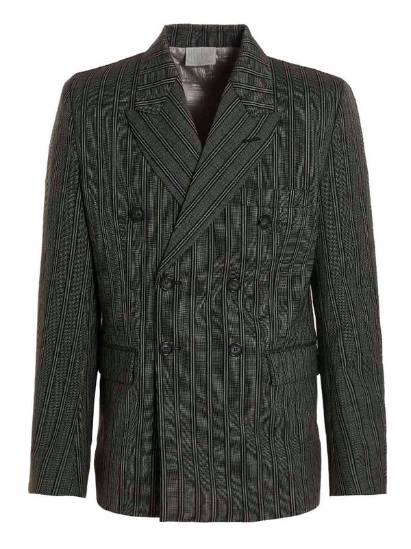 Tonaler, zweireihiger, maßgeschneiderter Blazer Schwarz