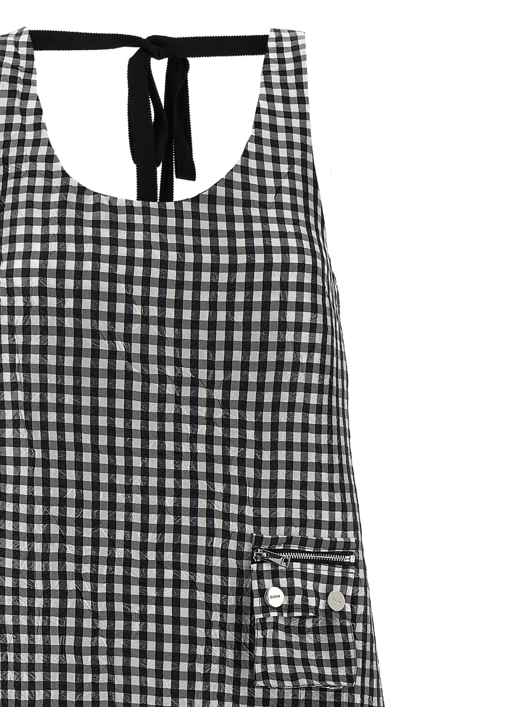 Ganni Crinkled Check Long Abiti - Nero | 13db8d66f0c587c4a72d5223d49a8dc58976f462