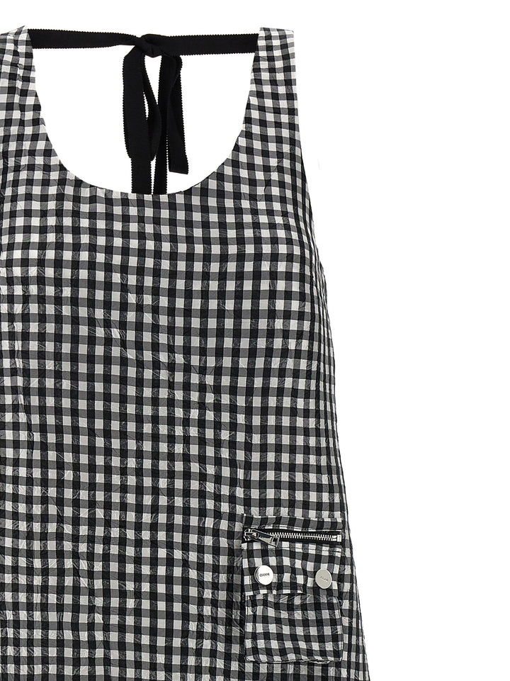 Ganni Crinkled Check Long Abiti - Nero | 13db8d66f0c587c4a72d5223d49a8dc58976f462