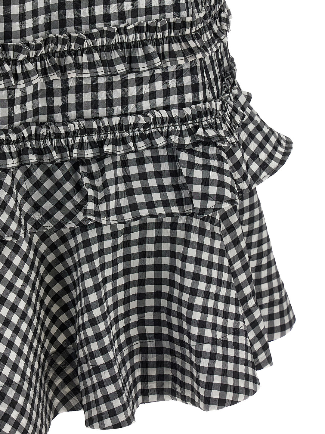 Ganni Crinkled Check Mini Abiti - Bianco/Nero | dc4a9449877a3438b94a34552d2803132307e4e7