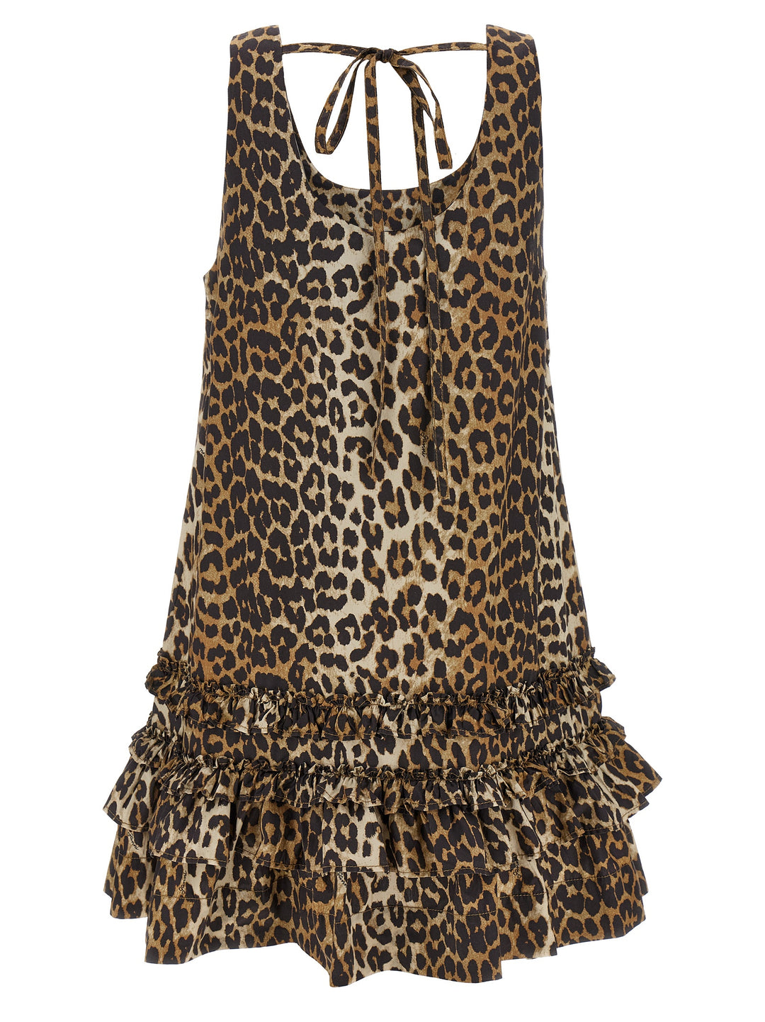 Ganni Leopard Cotton Poplin Mini Abiti - Marrone | e9b796c68ef5a1be510299760dfbdb615b19d8eb