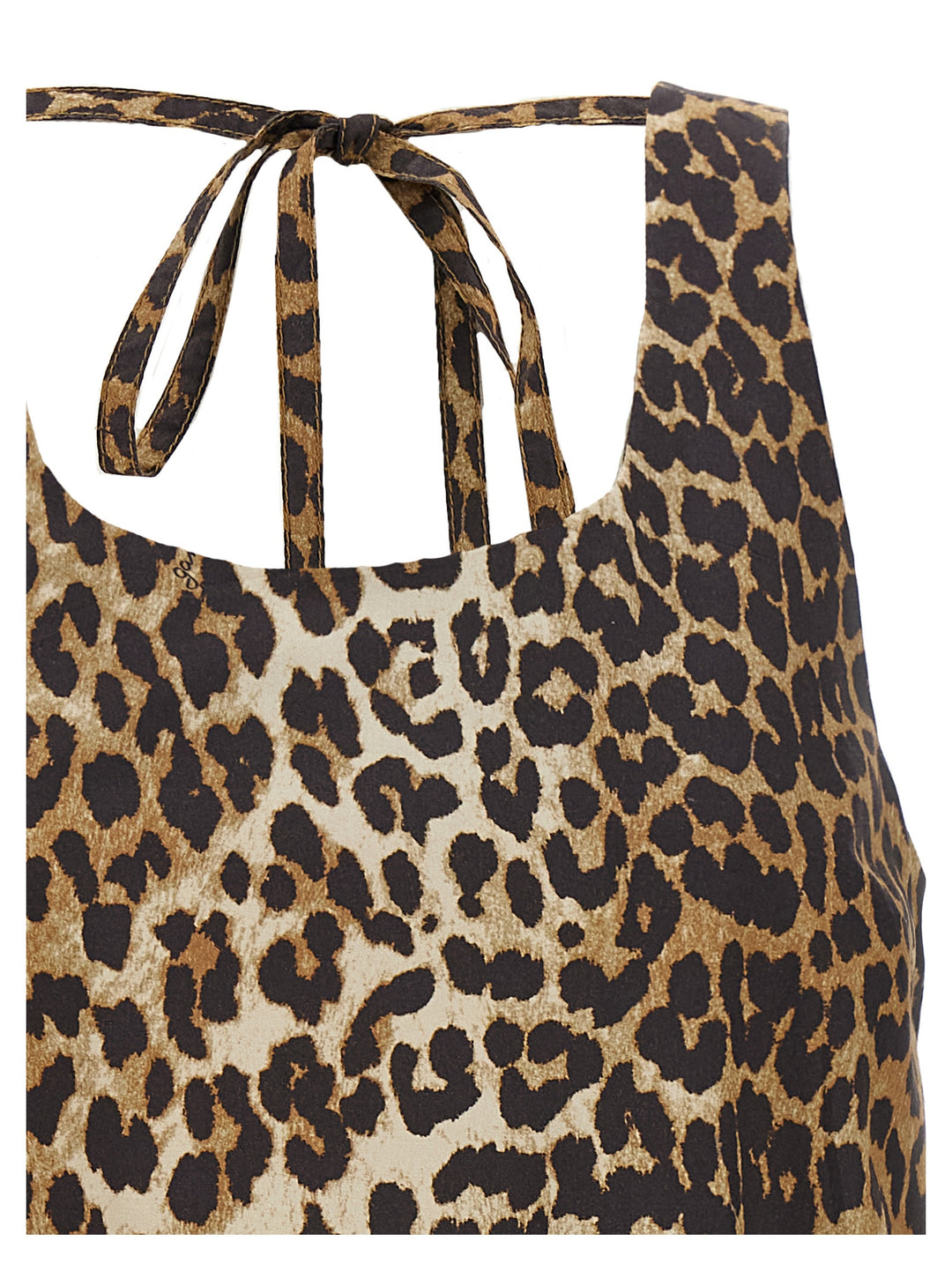 Ganni Leopard Cotton Poplin Mini Abiti - Marrone | 20a480df8986def3eb6a3fc3f19f560c25d1a9bf