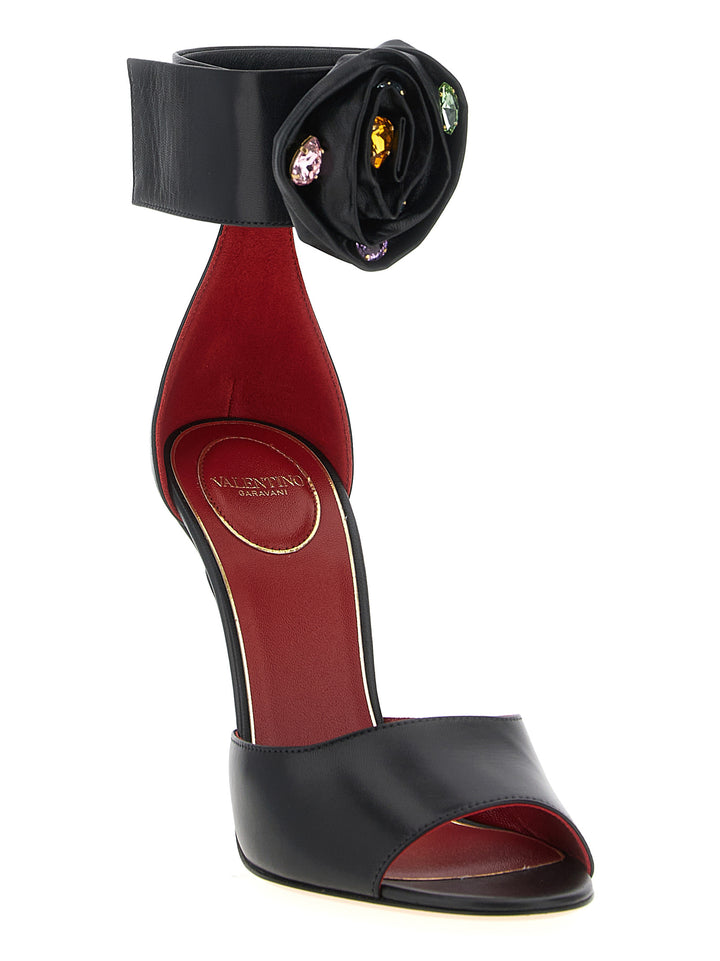 Valentino Garavani Drip Rose Sandali - Nero | 81d797e7685a06a2c000f079dcb37a6a9eb41472