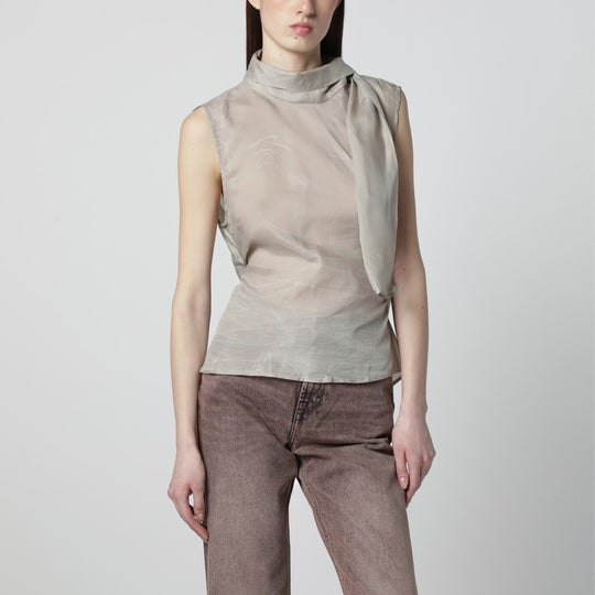 Grey Virtuous Waxed Cupro Top