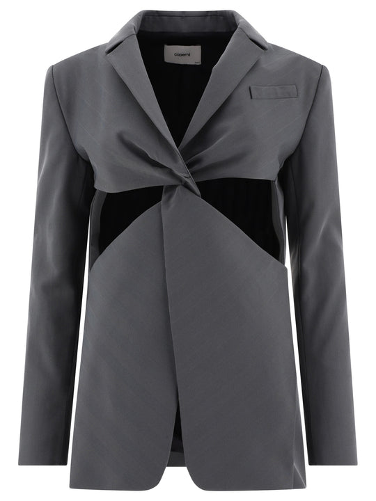 Twisted Cut-Out Jackets And Coats Grey