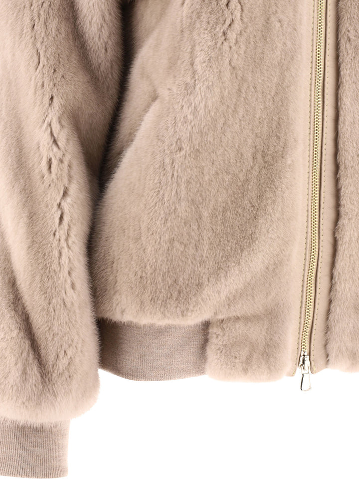 Giovi Mink Fur Bomber Jacket Jackets and Coats - Beige | 4696a29b29960a50b67b57e699a820f3fff7ecc4