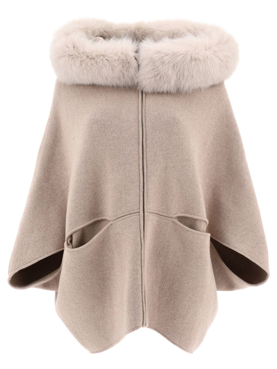 Wool And Cashmere Cape Jackets And Coats Beige