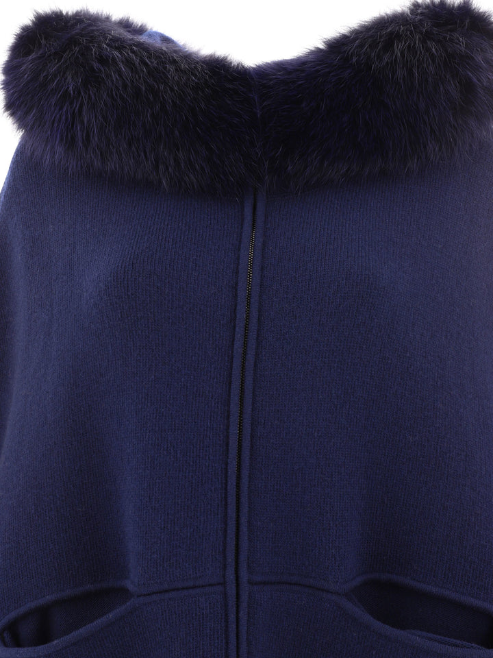 Giovi Wool And Cashmere Cape Jackets and Coats - Blu | 1904c723b2ed86c98b190d6219470b9f1debad14